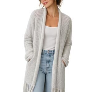 Abercrombie & Fitch Fuzzy Fringe‎ Cardigan Duster Boho Cozy Festival Cottagecore